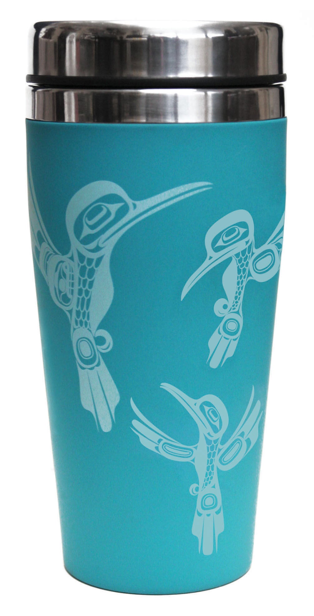 Travel Mug - Hummingbirds by Ernest Swanson - Ernest Swanson - Kitchenware - Pentlatch Gallery - Aboriginal Art - Parksville, BC, Canada