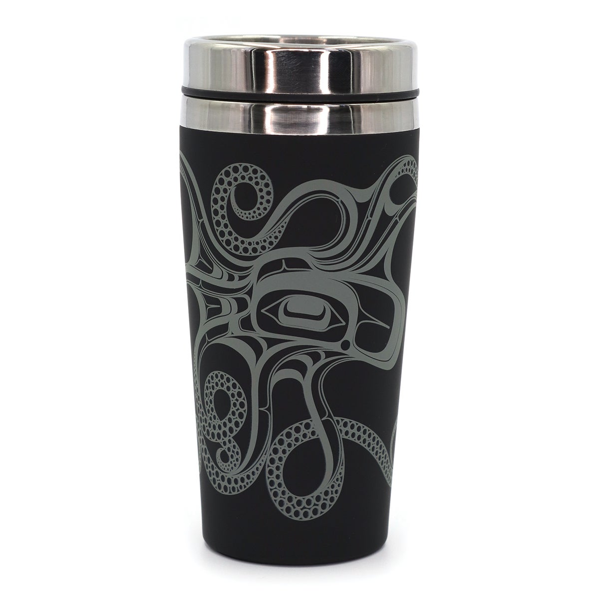 Travel Mug 16oz- Octopus (Nuu) by Ernest Swanson - Ernest Swanson - Kitchenware - Pentlatch Gallery - Aboriginal Art - Parksville, BC, Canada
