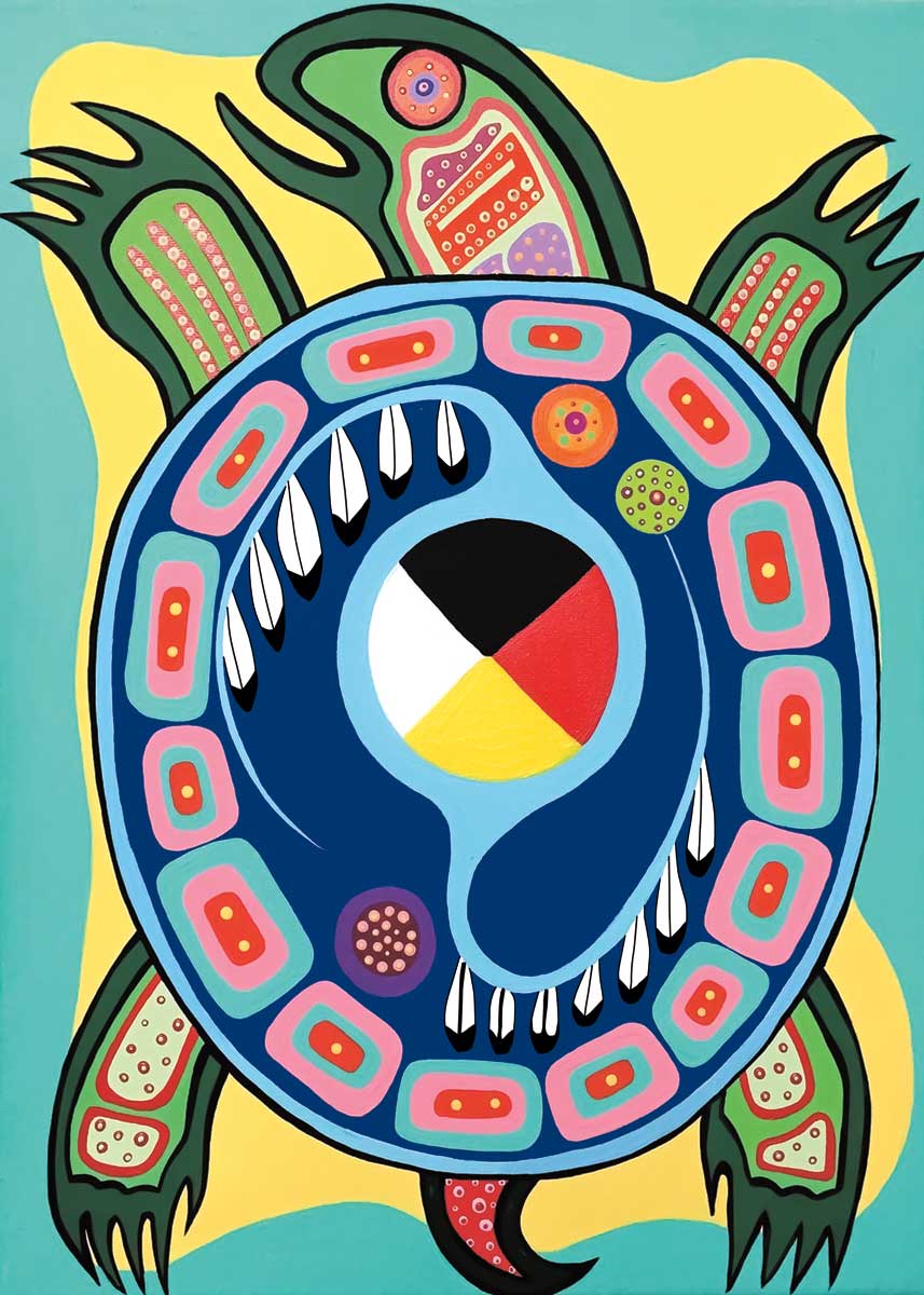 Turtle Island (Framed) - Langhorne, Donna "The Strange" - Mini Framed - Pentlatch Gallery - Aboriginal Art - Parksville, BC, Canada