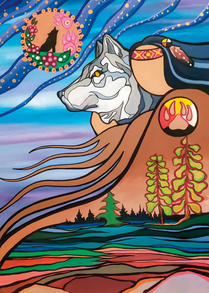 Wolf Medicine (Framed) - Cailloux, Pam - Mini Framed - Pentlatch Gallery - Aboriginal Art - Parksville, BC, Canada