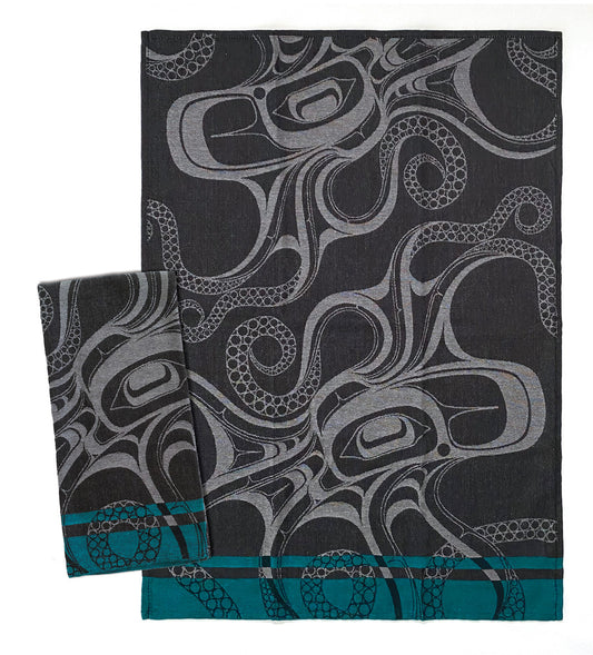 Tea Towl - Octopus (Nuu) by Ernest Swanson - Ernest Swanson -  - Pentlatch Gallery - Aboriginal Art - Parksville, BC, Canada
