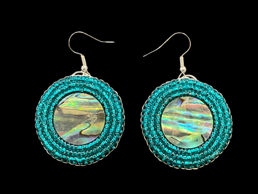 Abalone Beaded Earrings 1 3/8"