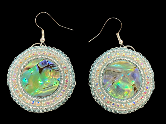 Abalone Beaded Earrings 1 3/8"