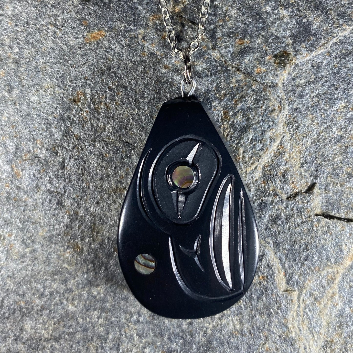 Raven Moon Haida Argillite Pendant