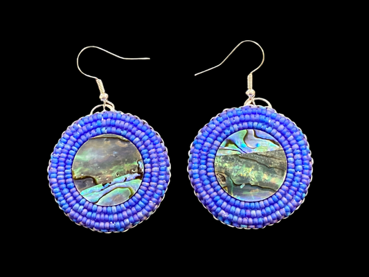 Abalone Beaded Earrings 1 3/8"