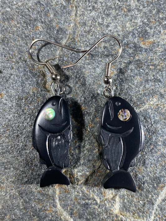 Salmon Haida Argillite Earrings