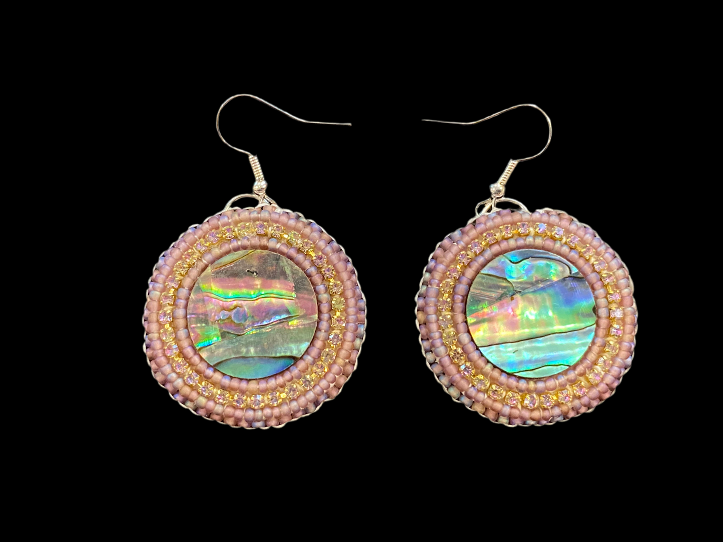 Abalone Beaded Earrings 1 3/8"