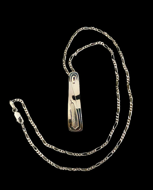 Silver Feather Pendant Necklace - Walter Davidson