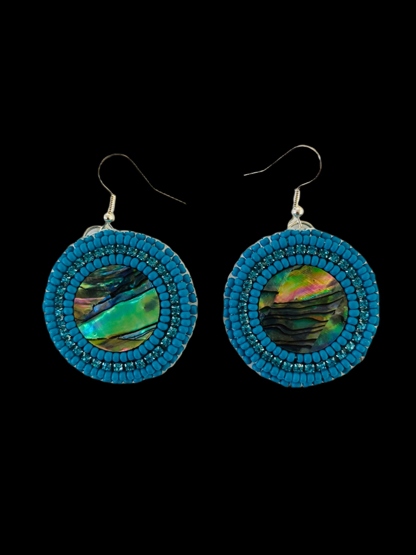 Abalone Beaded Earrings 1 3/8"