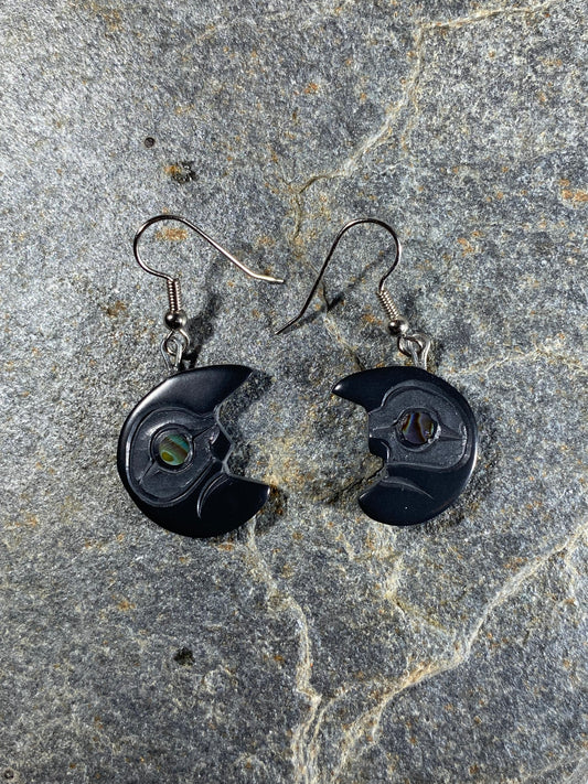 Cresent Moon Haida Argillite Earrings