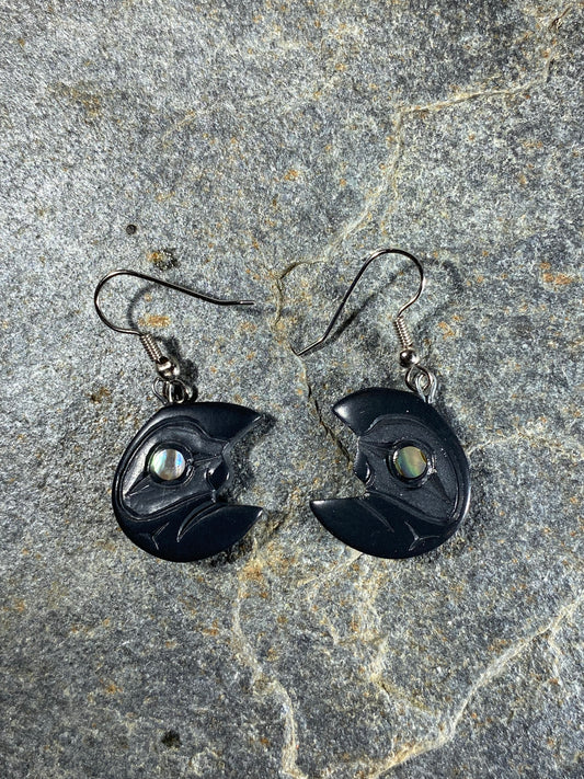 Cresent Moon Haida Argillite Earrings