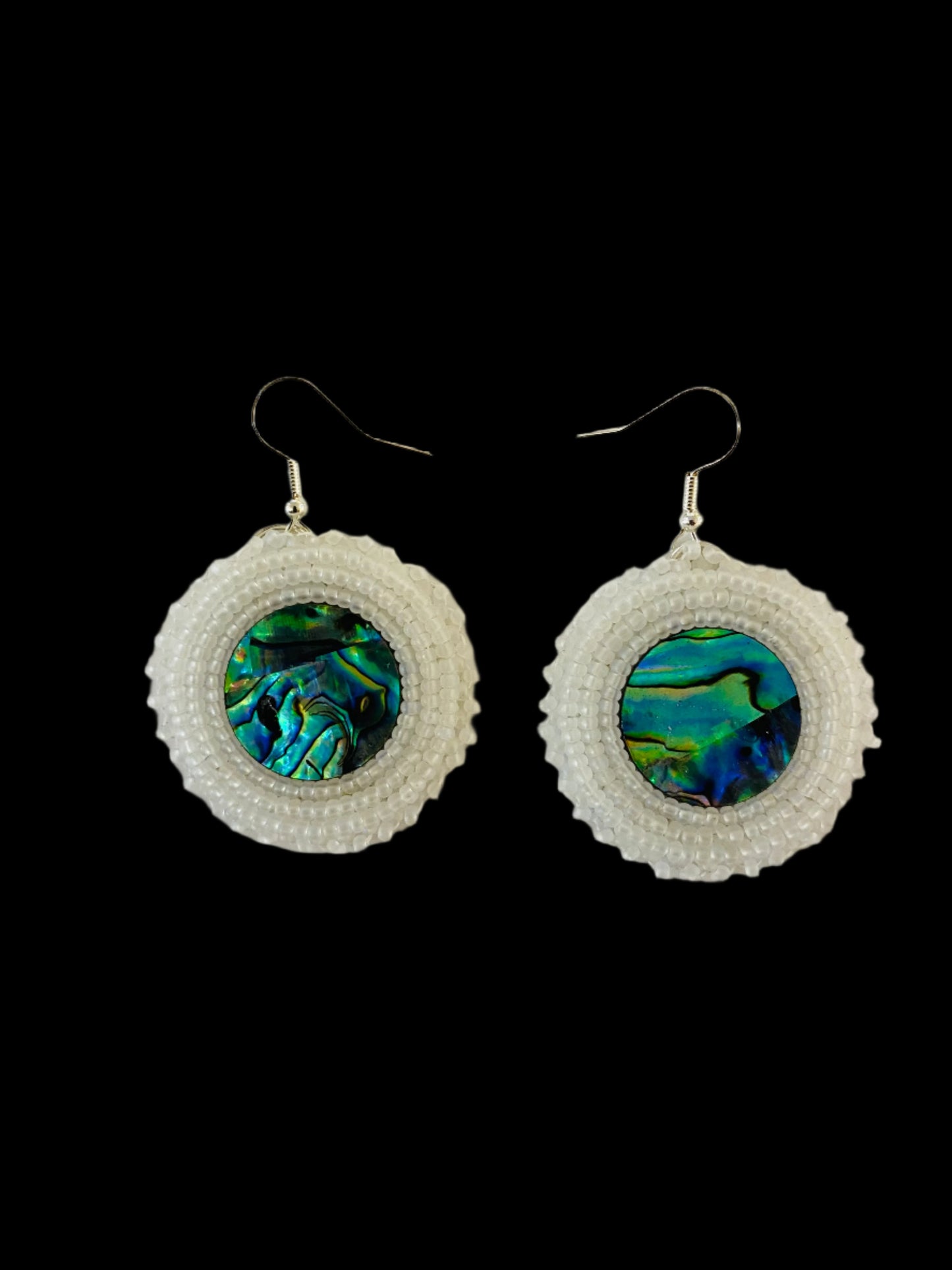 Abalone Beaded Earrings 1 3/8"