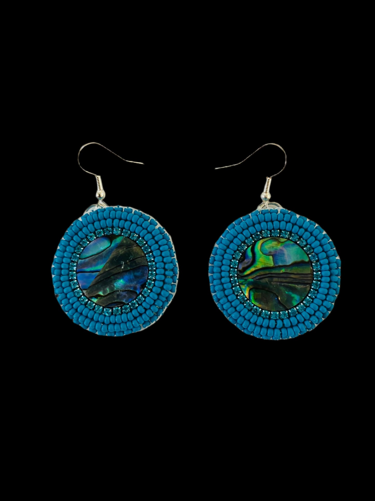 Abalone Beaded Earrings 1 3/8"