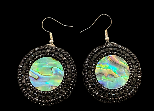 Abalone Beaded Earrings 1 3/8"