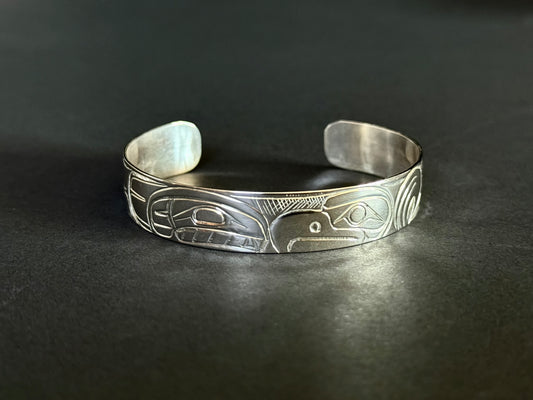 Sterling Silver Eagle & Salmon Bracelet