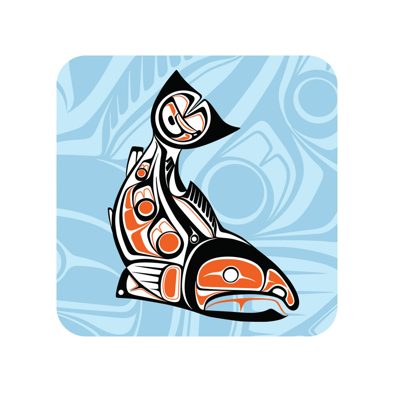 Cork Backed Coaster - Sockeye Salmon by Paul Windsor - Paul Windsor - Kitchenware - Pentlatch Gallery - Aboriginal Art - Parksville, BC, Canada