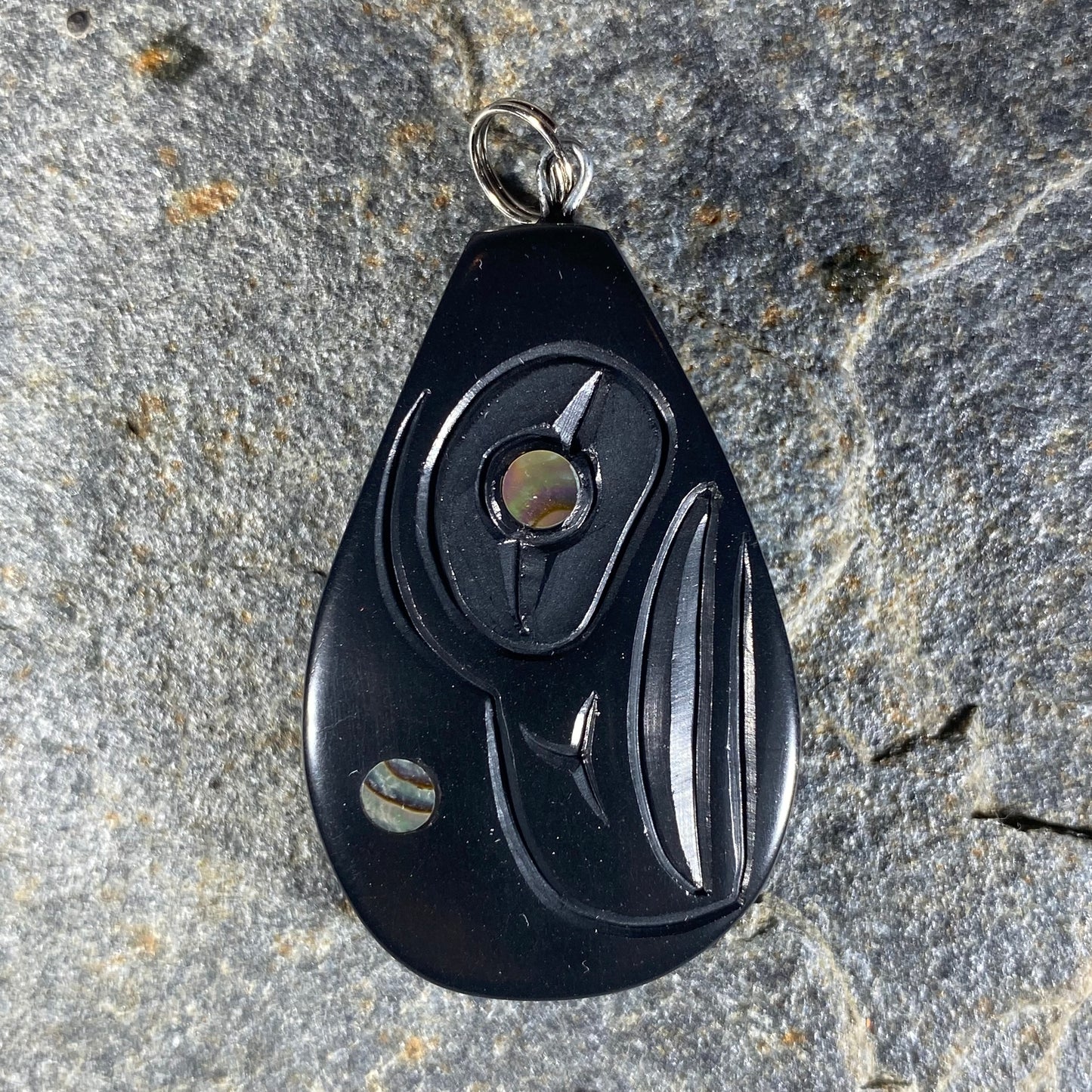 Raven Moon Haida Argillite Pendant