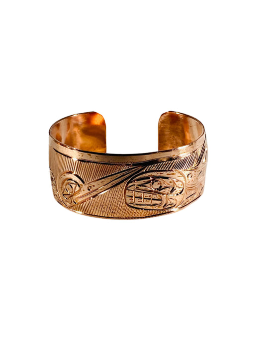 Hummingbird & Salmon Copper Bracelet