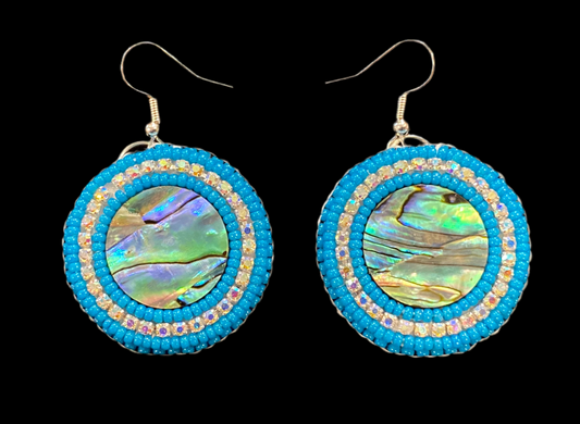 Abalone Beaded Earrings 1 3/8"