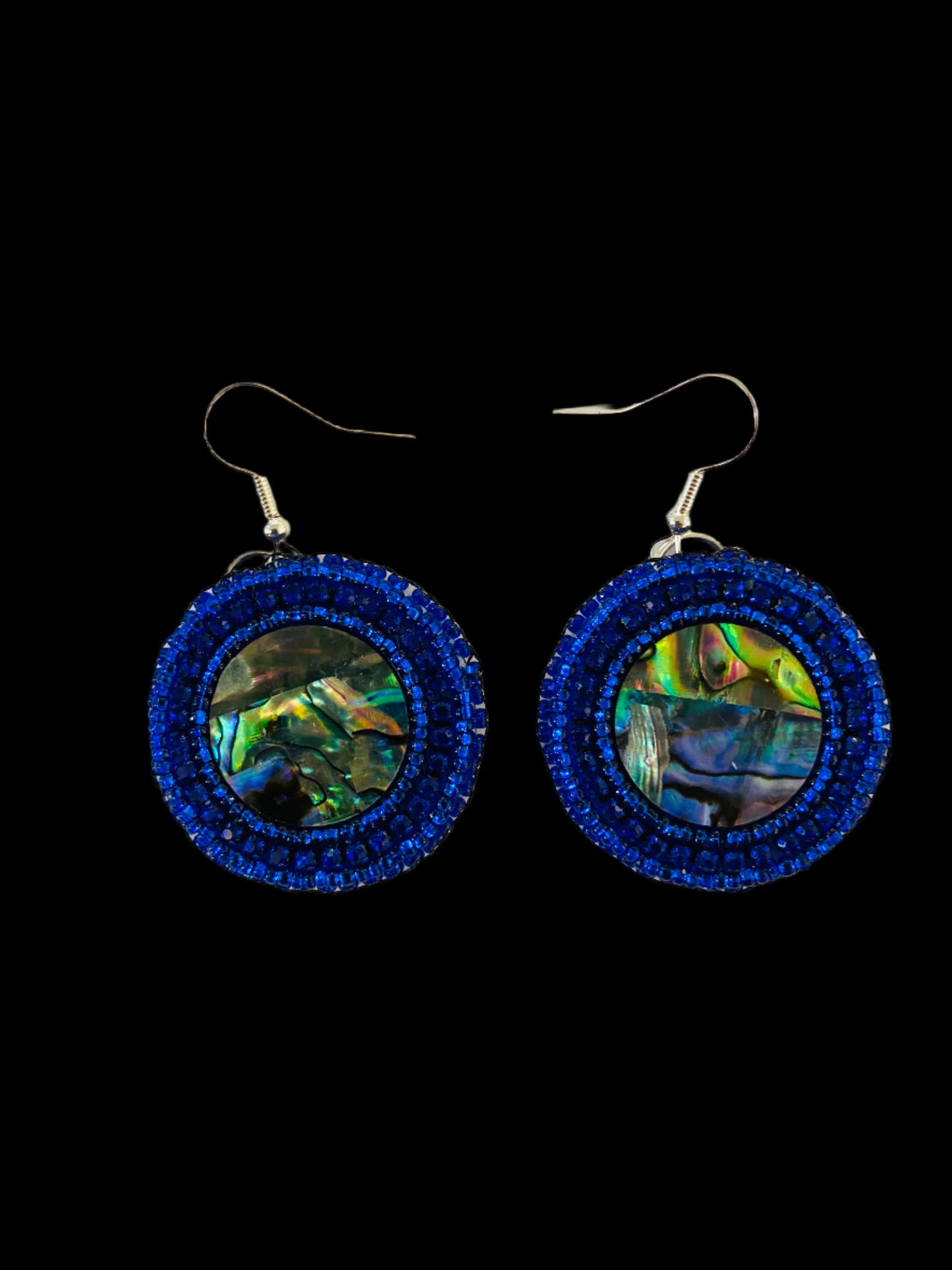 Abalone Beaded Earrings 1 3/8"