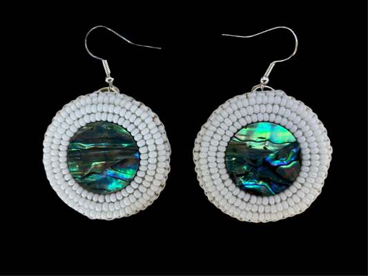 Abalone Beaded Earrings 1 3/8"