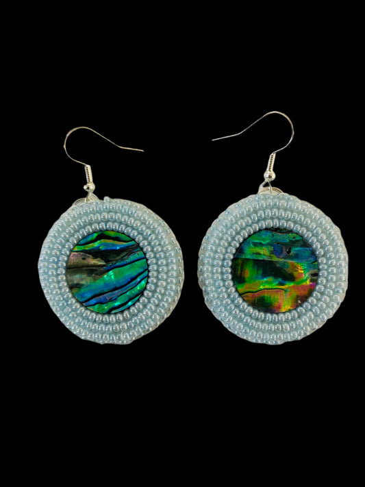 Abalone Beaded Earrings 1 3/8"