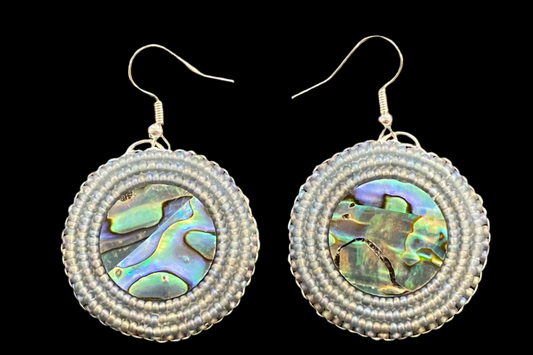 Abalone Beaded Earrings 1 3/8"