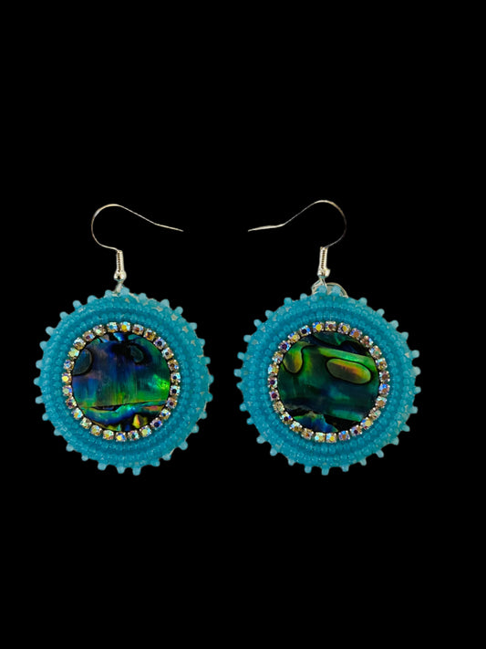 Abalone Beaded Earrings 1 3/8"
