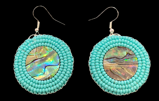 Abalone Beaded Earrings 1 3/8"