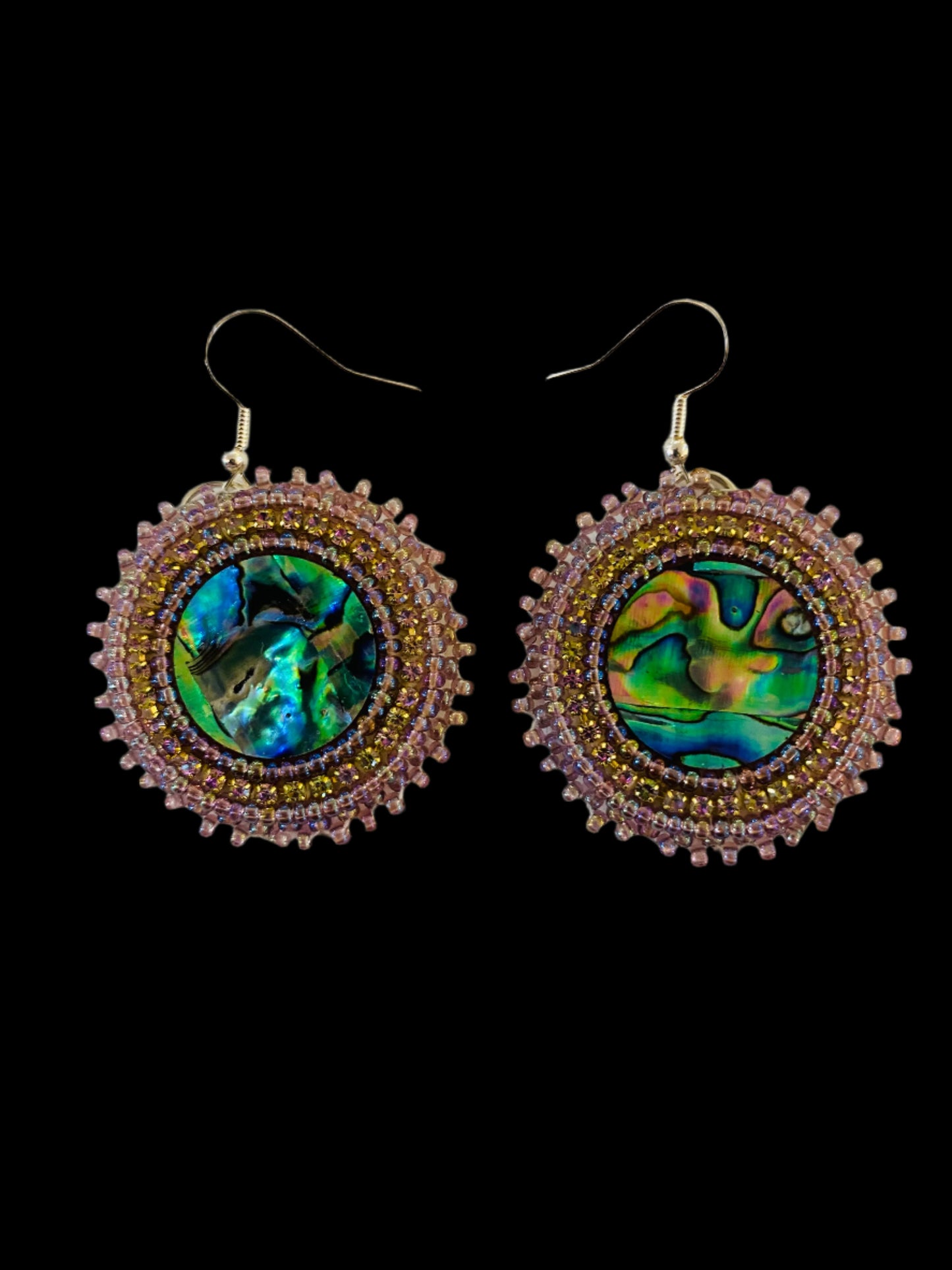 Abalone Beaded Earrings 1 3/8"