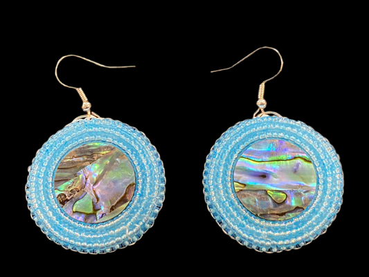 Abalone Beaded Earrings 1 3/8"