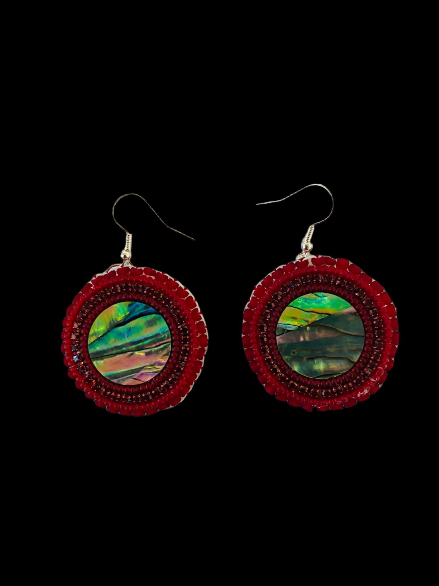 Abalone Beaded Earrings 1 3/8"