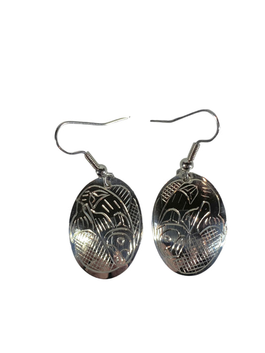 Silver Salmon Earrings