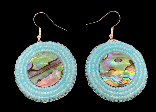 Abalone Beaded Earrings 1 3/8"