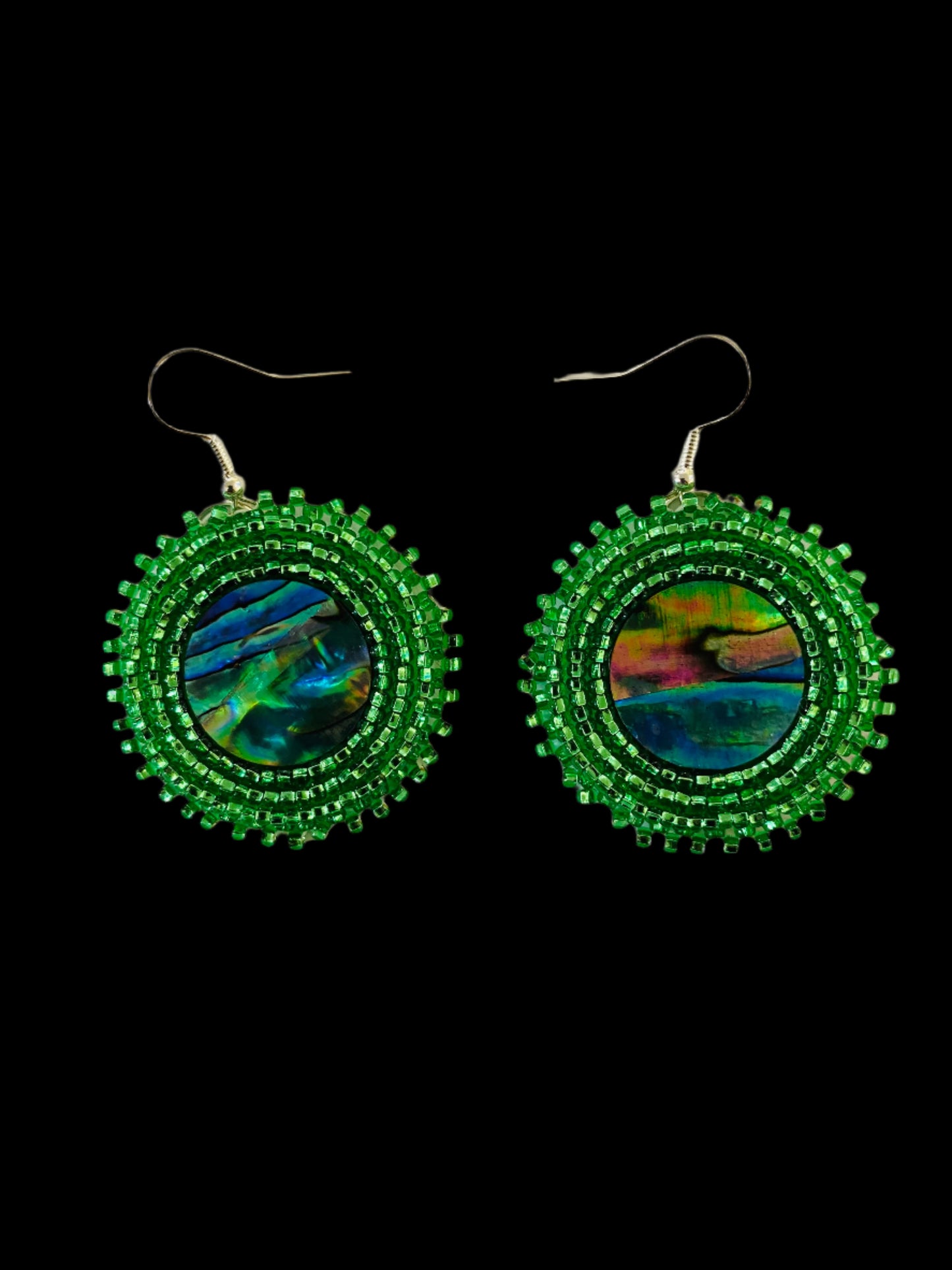 Abalone Beaded Earrings 1 3/8"