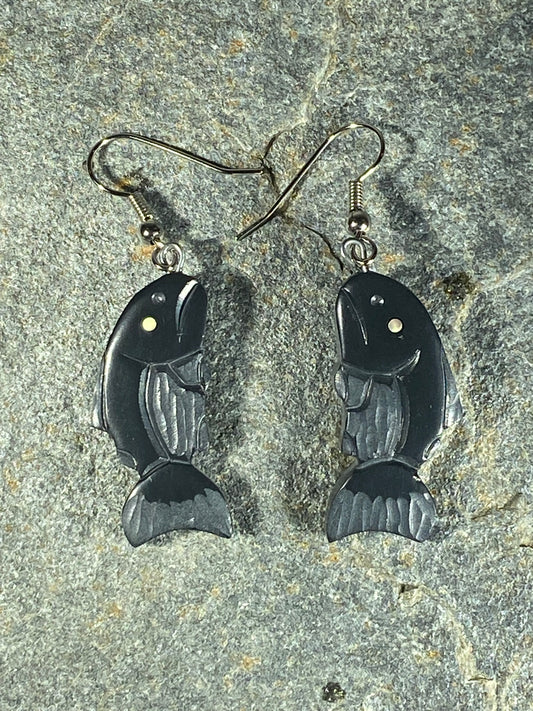 Salmon Haida Argillite Earrings