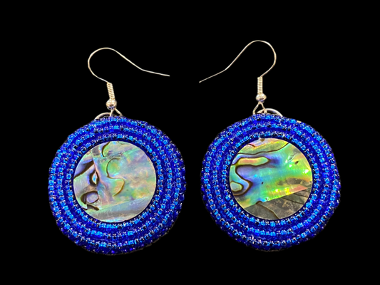 Abalone Beaded Earrings 1 3/8"