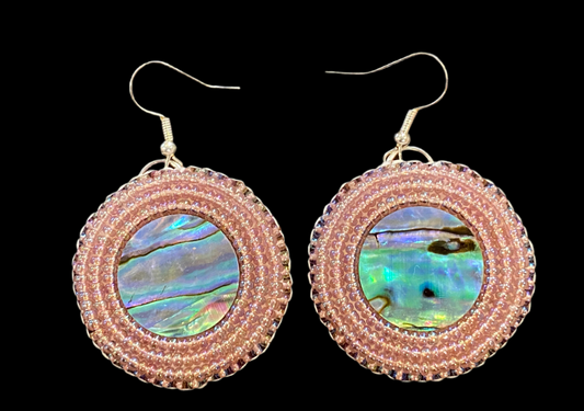 Abalone Beaded Earrings 1 3/8"