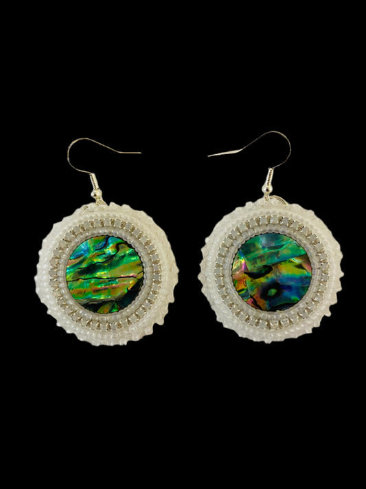 Abalone Beaded Earrings 1 3/8"