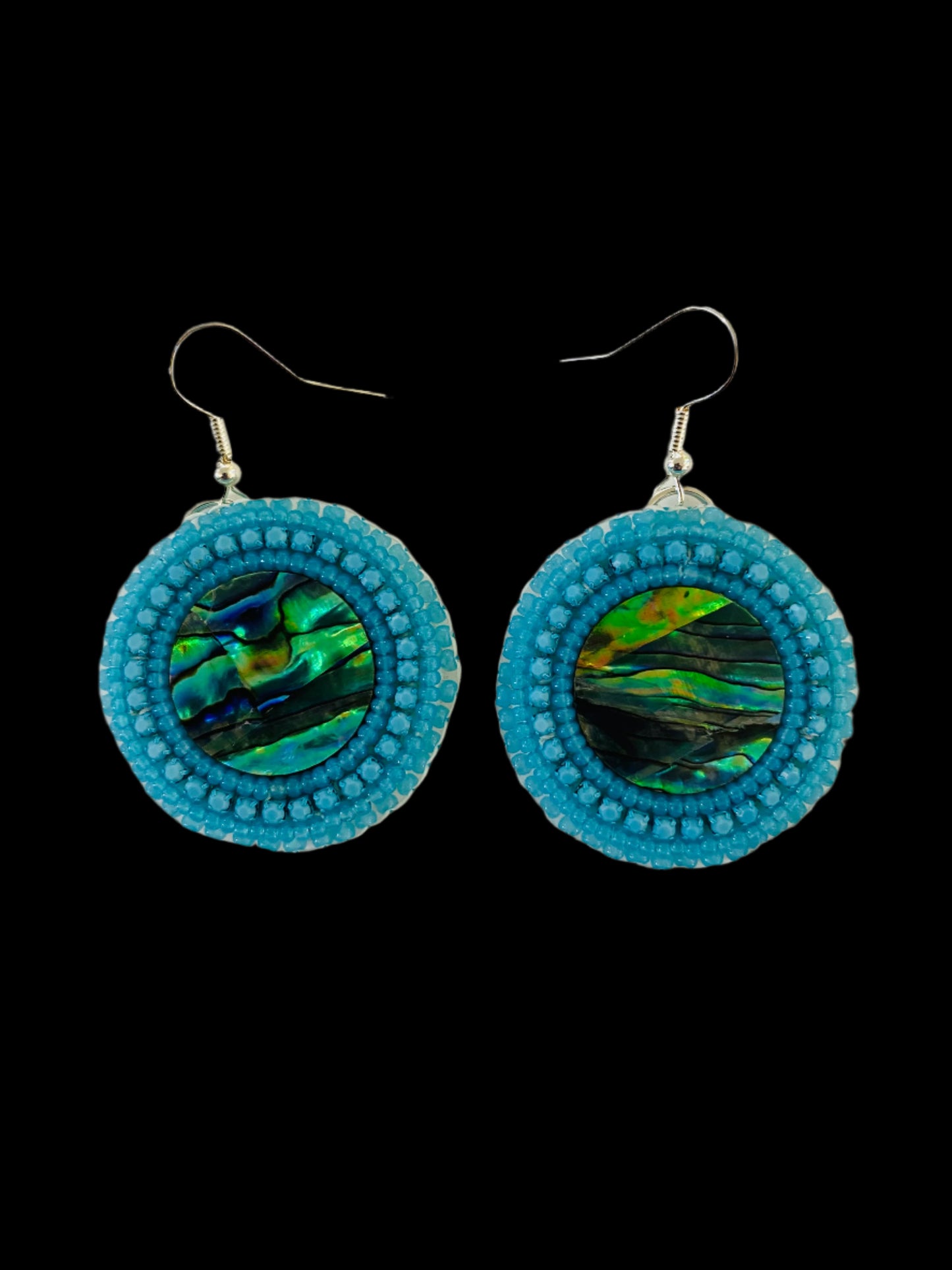 Abalone Beaded Earrings 1 3/8"