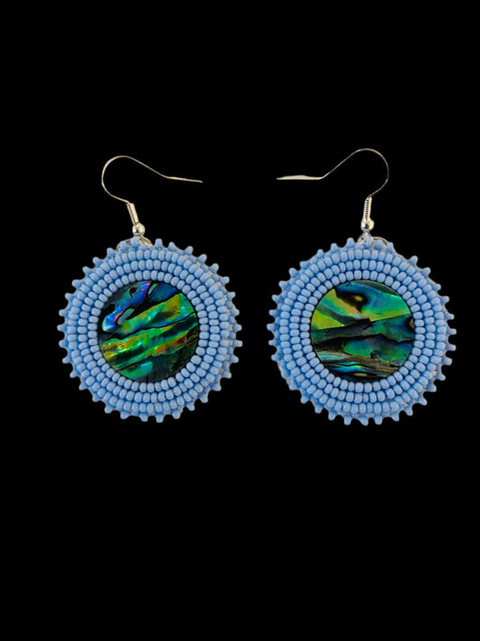 Abalone Beaded Earrings 1 3/8"