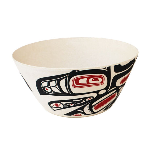 Bamboo Bowl (10") - Running Raven by Morgan Asoyuf - Morgan Asoyuf - Kitchenware - Pentlatch Gallery - Aboriginal Art - Parksville, BC, Canada