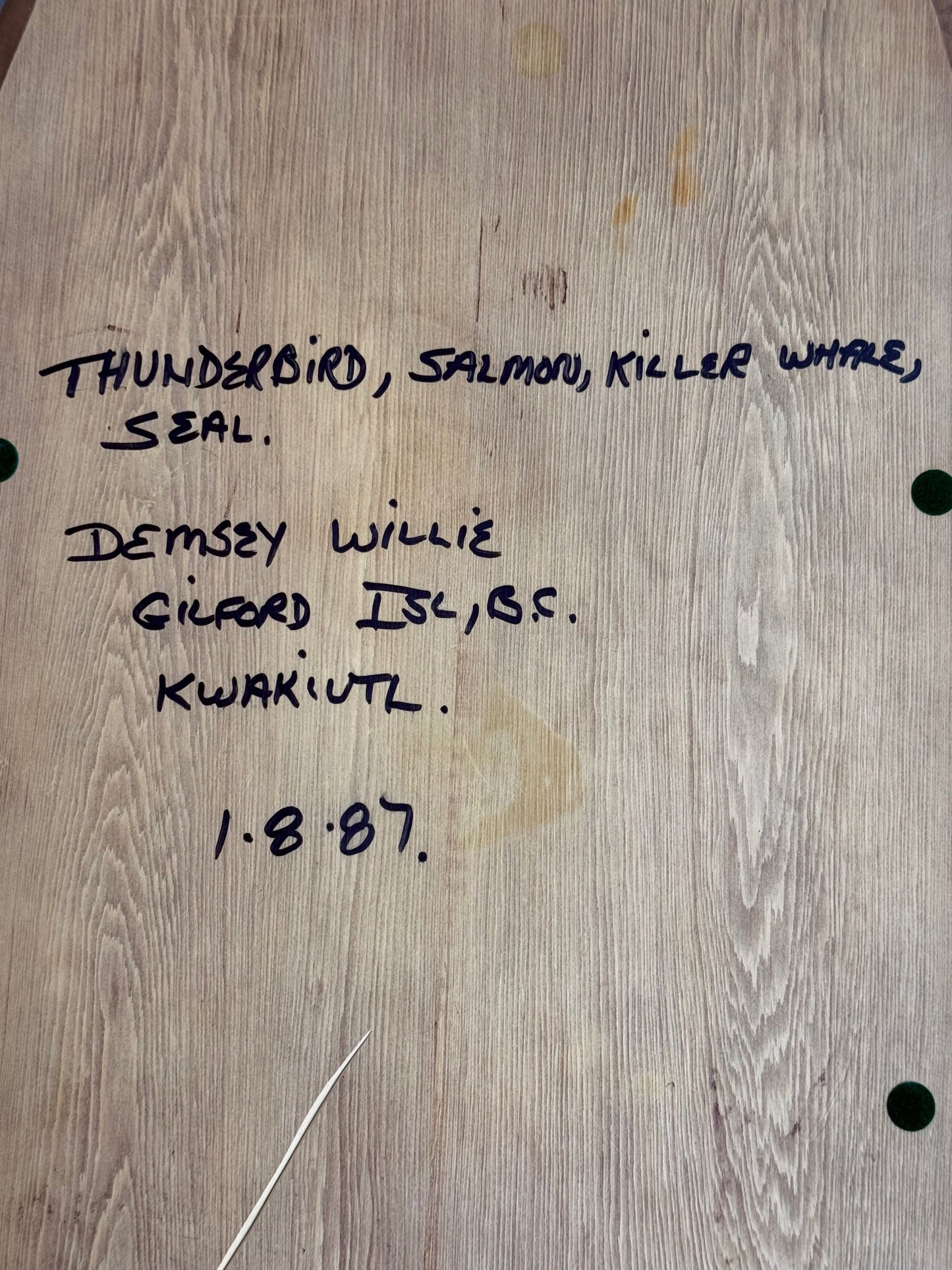 Large Thunderbird, KillerWhale, Salmon and Seal Carved Plaque