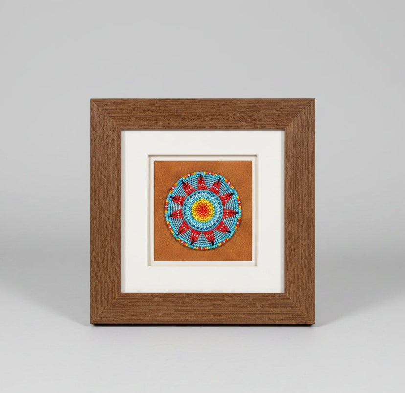 10" Beaded Shadow Box (Circle of Red Button Caps)