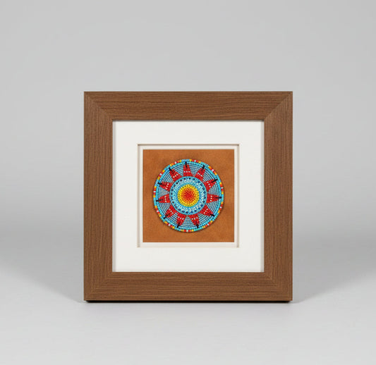 10" Beaded Shadow Box (Circle of Red Button Caps)