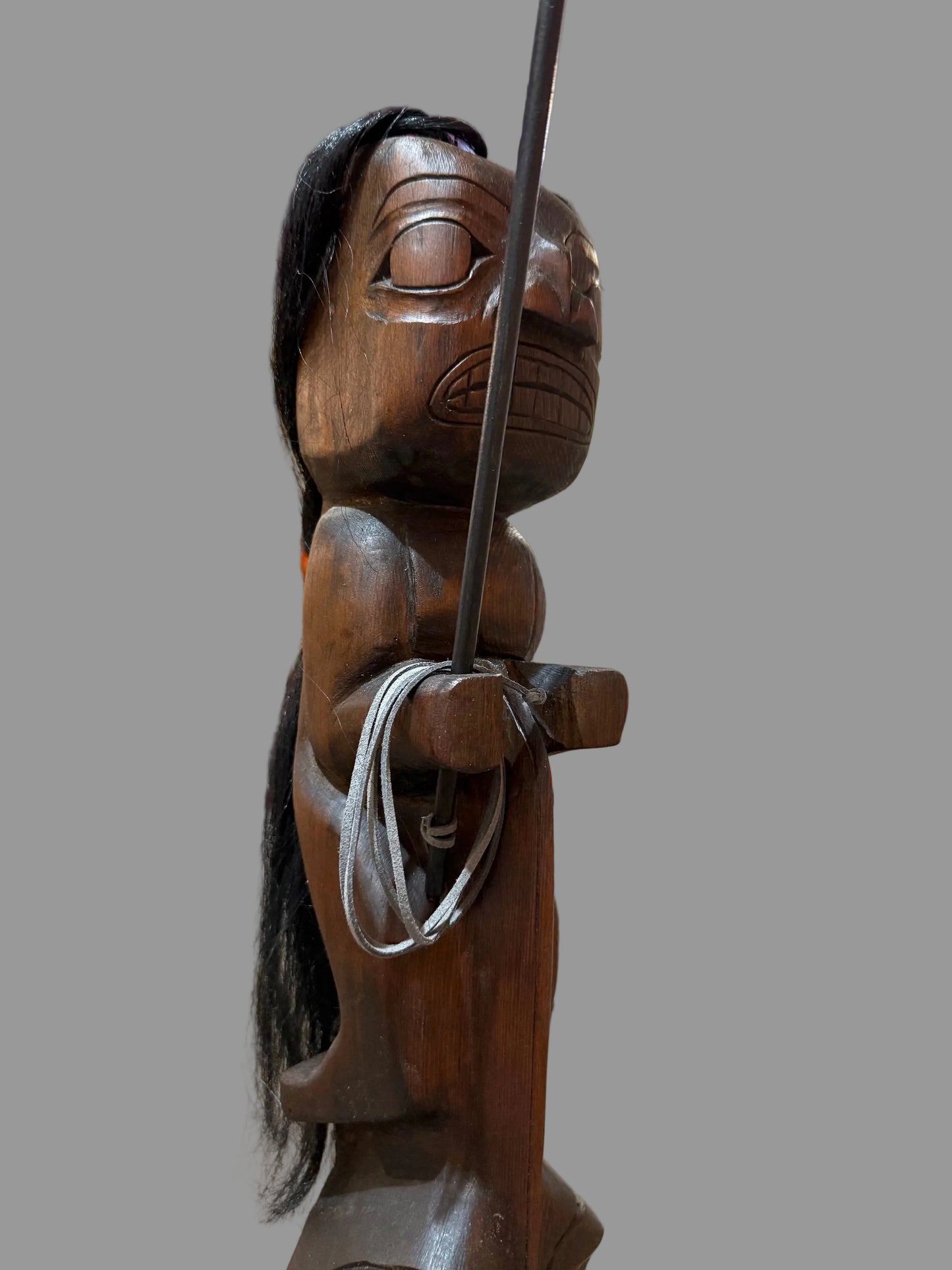 Antique Whale Rider Cedar Sculpture