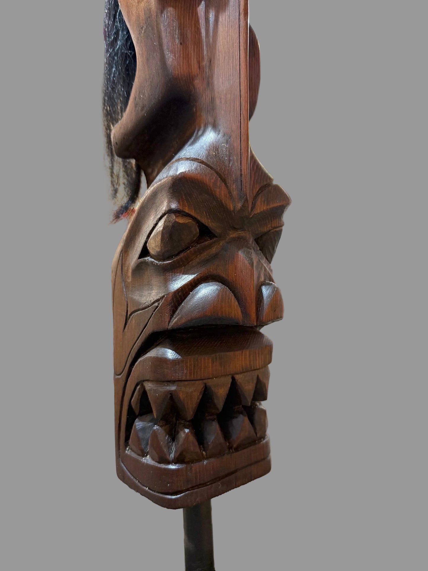 Antique Whale Rider Cedar Sculpture