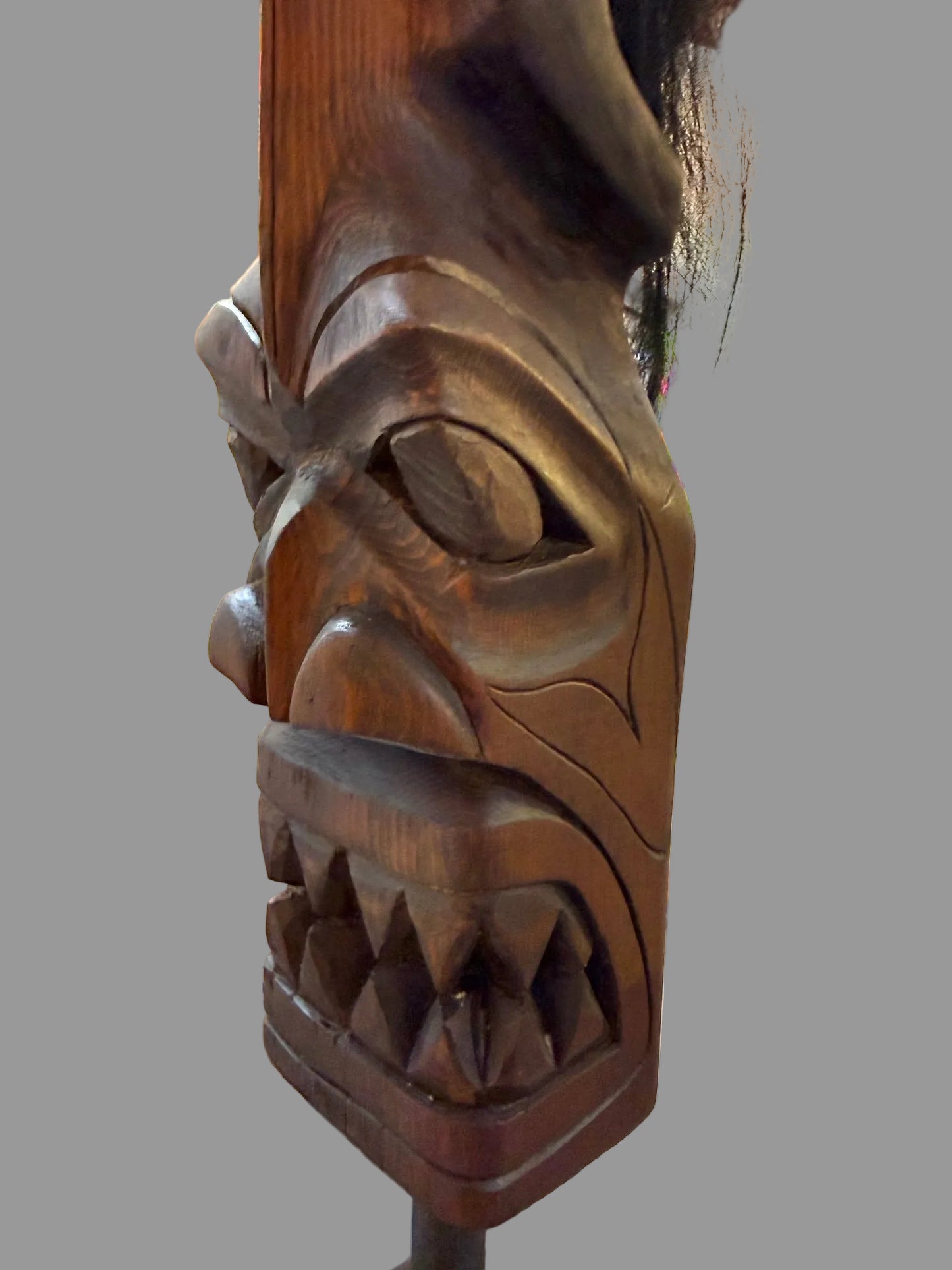 Antique Whale Rider Cedar Sculpture