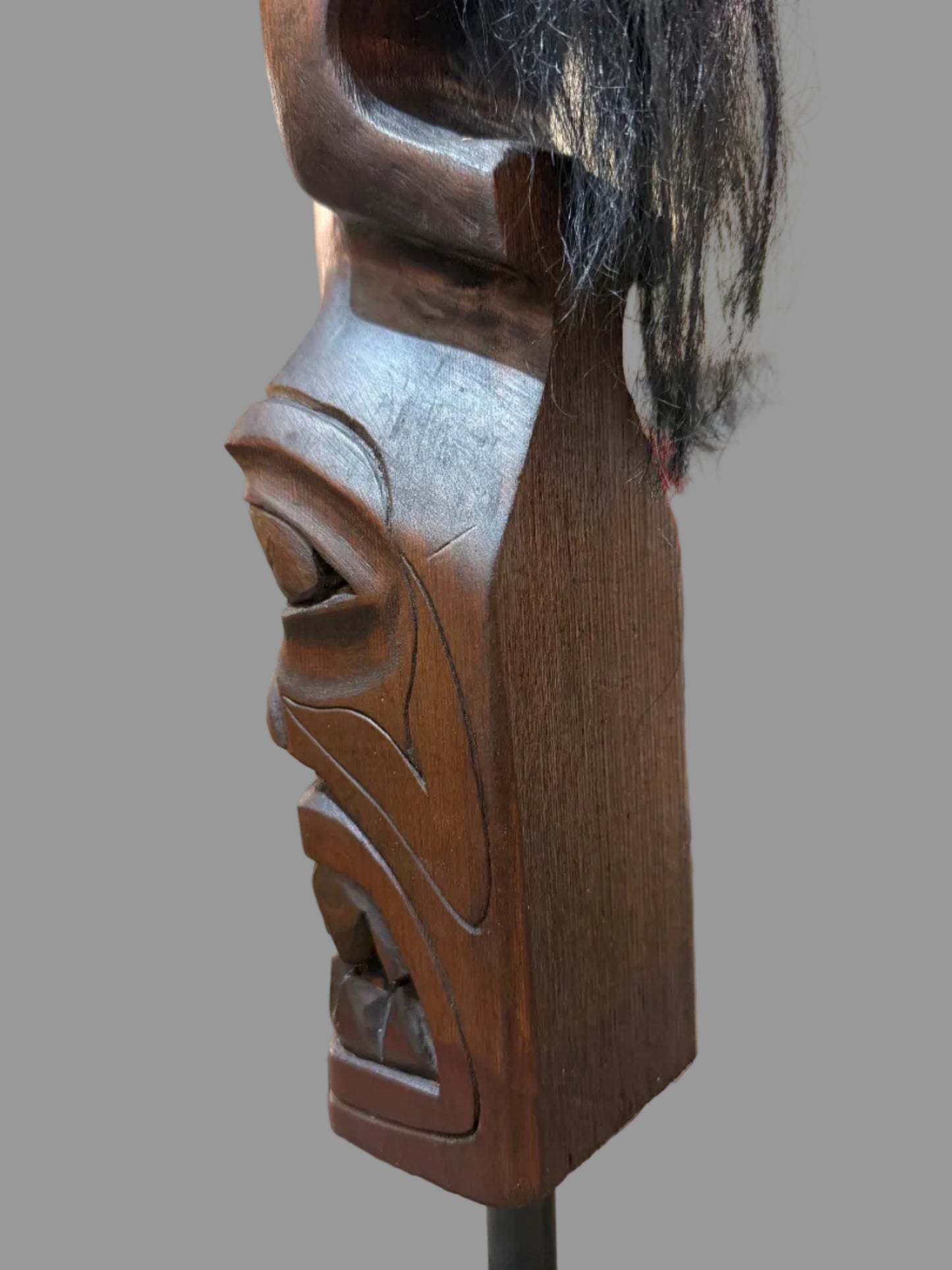 Antique Whale Rider Cedar Sculpture