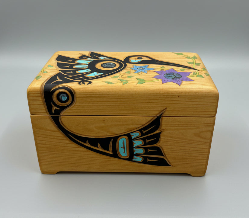 Carved Hummingbird Jewelry Box